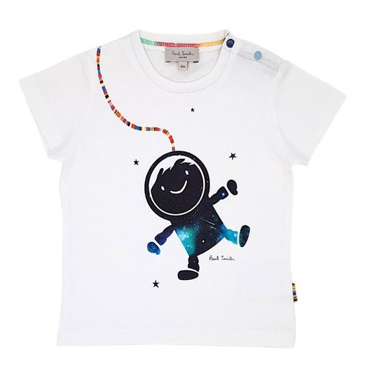 Tee-shirt mode bébé garçon de marque PAUL SMITH JUNIOR d'occasion 6 mois blanc motif astronaute