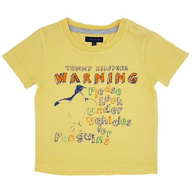 Tee-shirt TOMMY HILFIGER bébé garçon d'occasion 9-12 mois jaune à message ludique