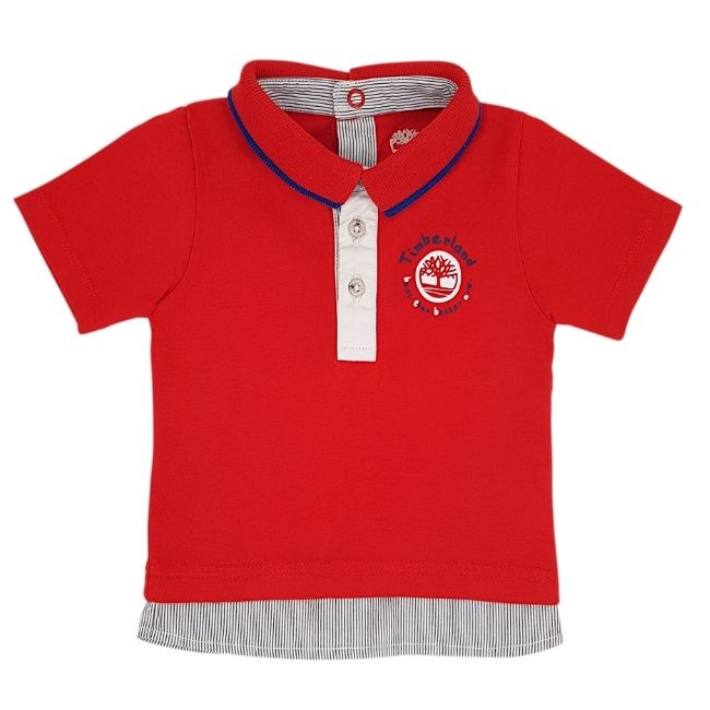 Tee-shirt été bébé garçon 3 mois TIMBERLAND d'occasion rouge à col polo